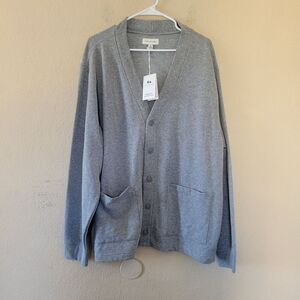 Free Assembly Mens Grandpa Sweater Button Front Cardigan Gray Xlarge Pockets NWT